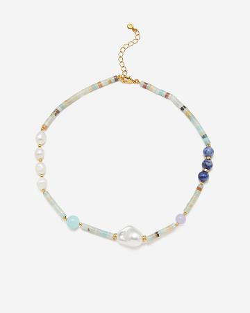 Biżuteria JW PEI Amazonite Multi Beaded Necklace Women Kolorowe | PL1401MA