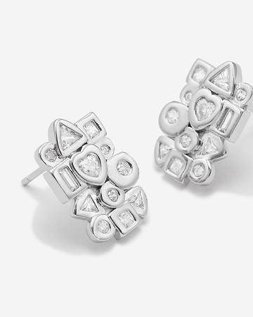 Biżuteria JW PEI Geometrical Combination Earrings Women Srebrne | PL1429WY