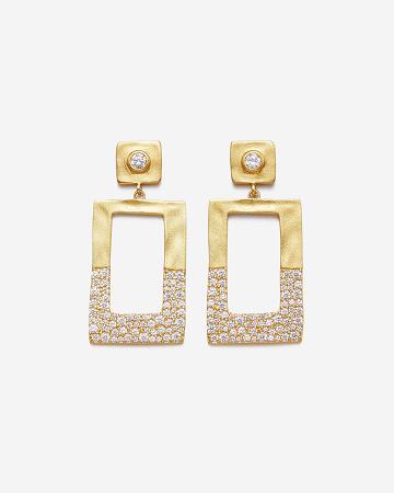 Biżuteria JW PEI Geometrical Openwork Rectangle Earrings Women Złote Białe | PL1435IS