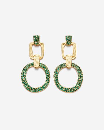 Biżuteria JW PEI Geometrical Openwork Round Earrings Women Złote Zielone | PL1438AP