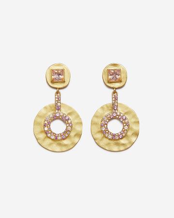 Biżuteria JW PEI Geometrical Openwork Small Round Earrings Women Złote Czerwone | PL1442GL