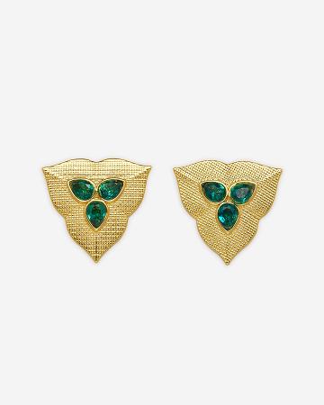 Biżuteria JW PEI Leaf Earrings Women Złote Zielone | PL1450VD