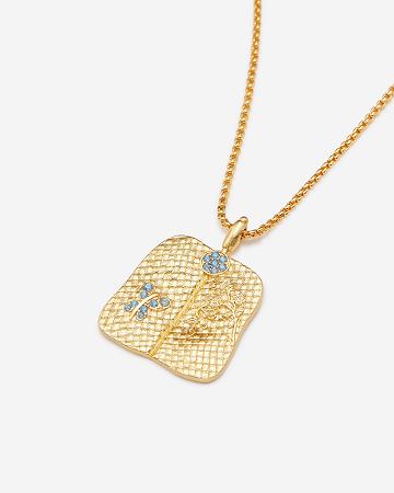 Biżuteria JW PEI Plantain Fan Pendant Necklace Women Złote Niebieskie Zielone | PL1459YU