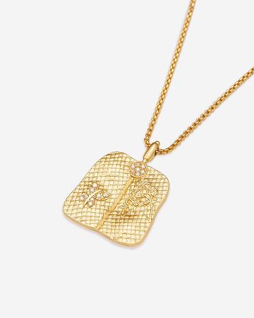Biżuteria JW PEI Plantain Fan Pendant Necklace Women Złote Białe | PL1460UT