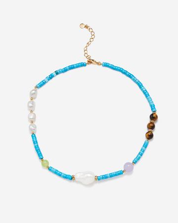 Biżuteria JW PEI Turquoise Multi Beaded Necklace Women Niebieskie | PL1470JJ
