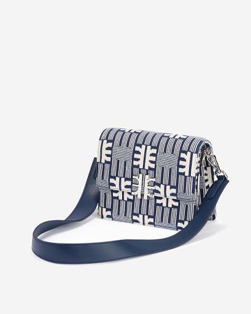 Torba Crossbody JW PEI FEI Jacquard Knit Flap Women Granatowe | PL1021PQ