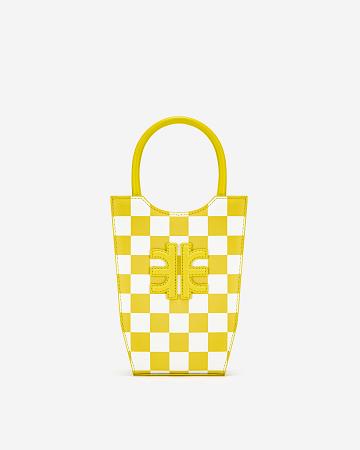 Torba Na Telefon JW PEI FEI Checkerboard Women Żółte Białe | PL1167MA