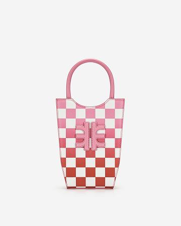 Torba Na Telefon JW PEI FEI Gradient Checkerboard Women Różowe Czerwone | PL1177PQ