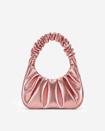 Torby Przez Ramię JW PEI Gabbi Metallic Ruched Hobo Women Różowe | PL1281PQ