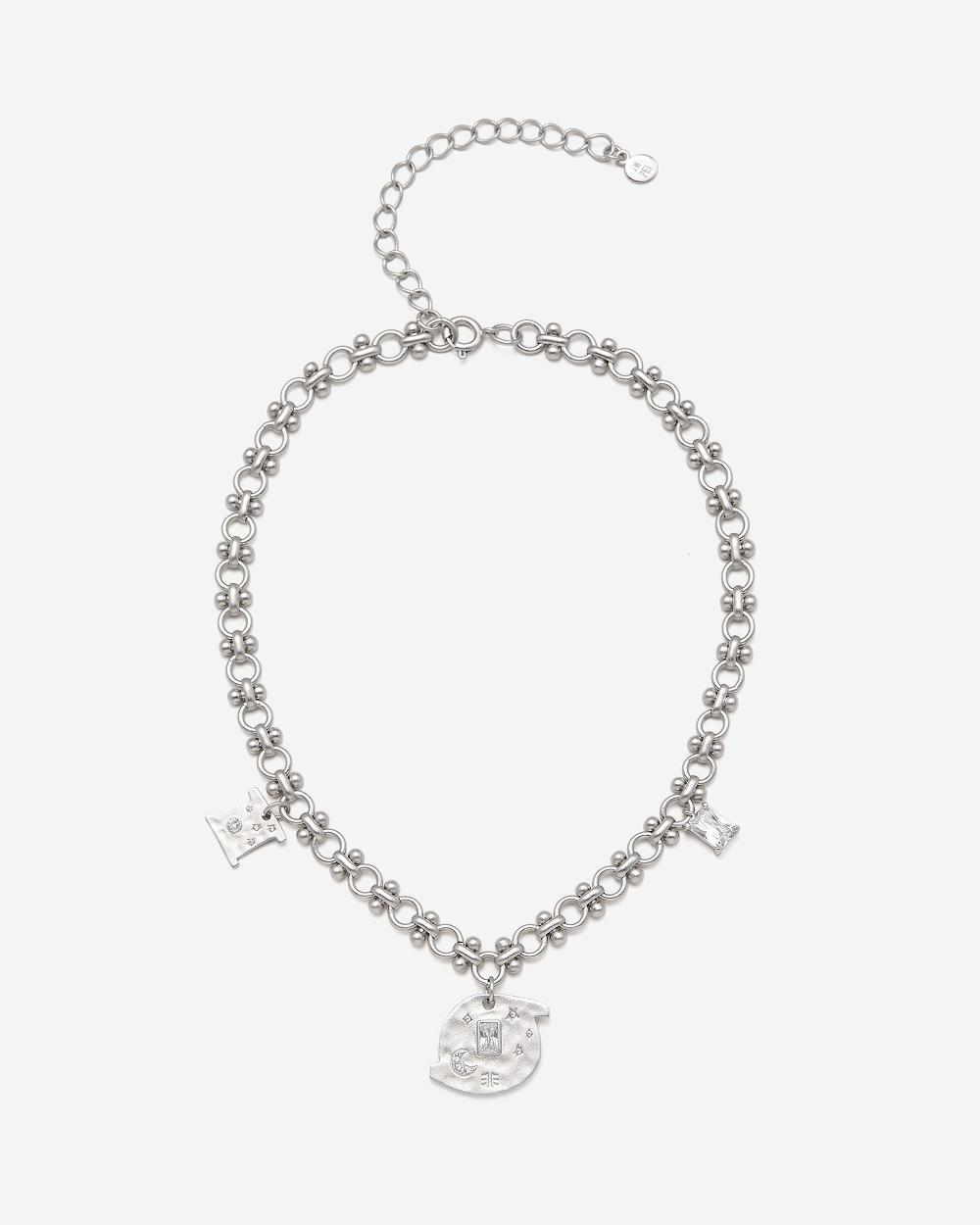 Biżuteria JW PEI Cosmos Round Multi Charm Necklace Women Srebrne Białe | PL1416GL