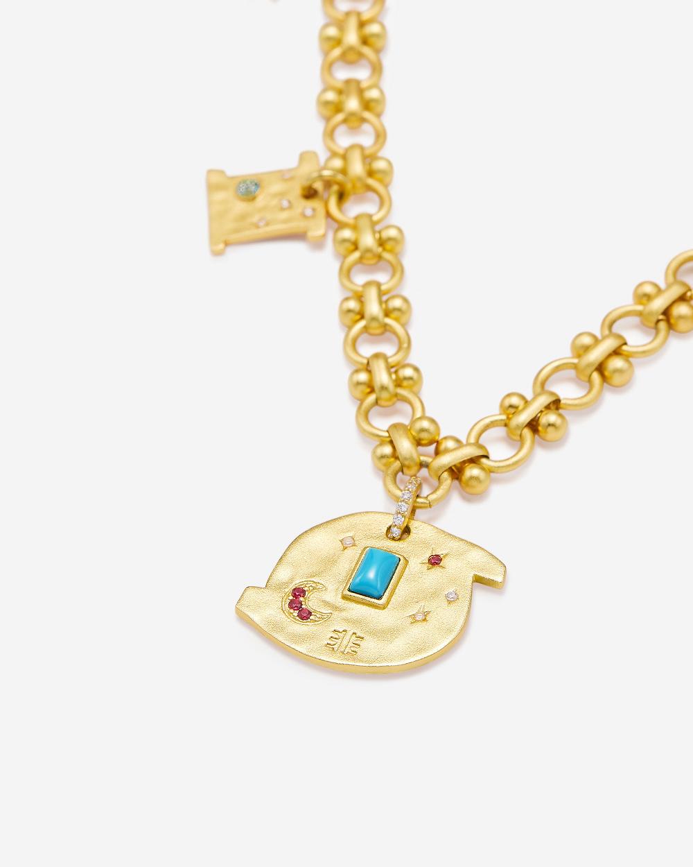 Biżuteria JW PEI Cosmos Round Multi Charm Necklace Women Złote Turkusowe | PL1417HK