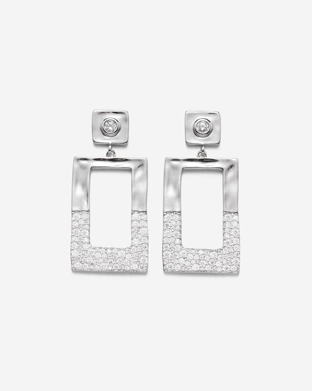 Biżuteria JW PEI Geometrical Openwork Rectangle Earrings Women Srebrne | PL1432TV