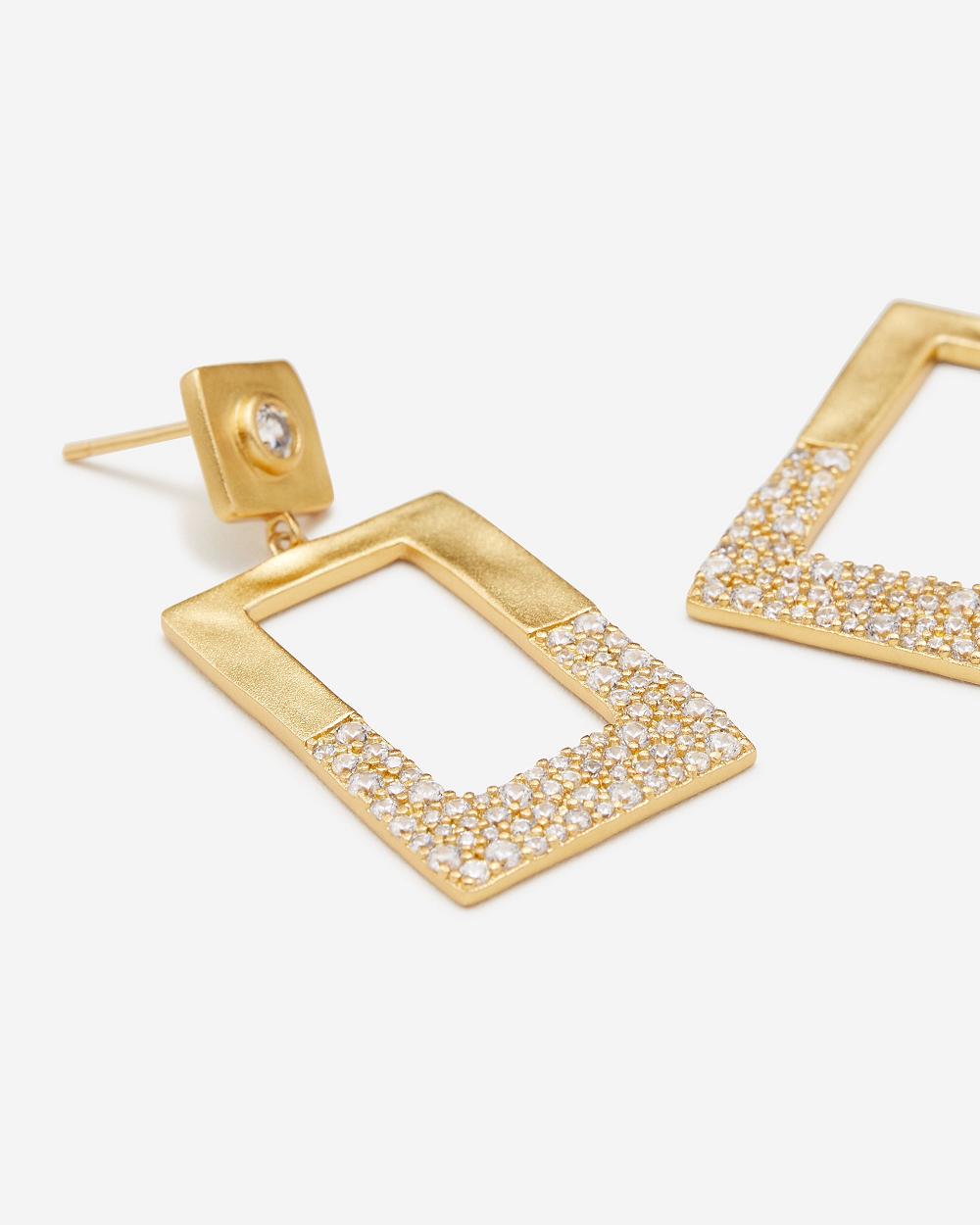 Biżuteria JW PEI Geometrical Openwork Rectangle Earrings Women Złote Białe | PL1435IS