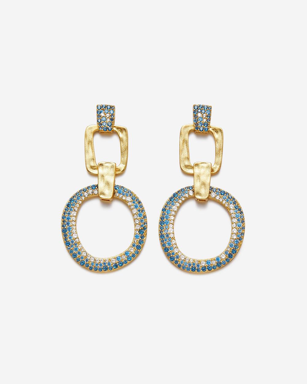 Biżuteria JW PEI Geometrical Openwork Round Earrings Women Złote Niebieskie | PL1437PQ
