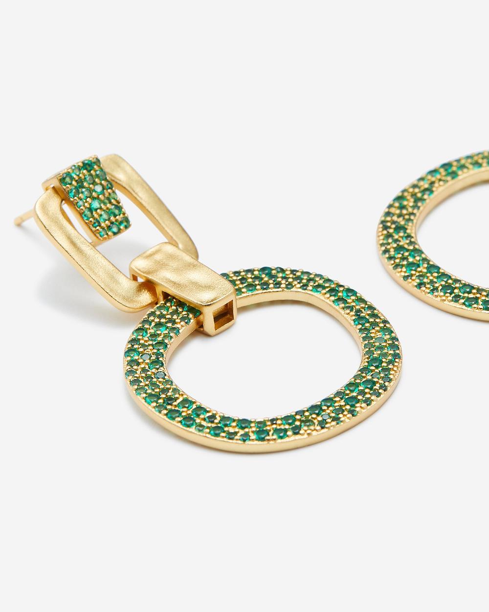 Biżuteria JW PEI Geometrical Openwork Round Earrings Women Złote Zielone | PL1438AP