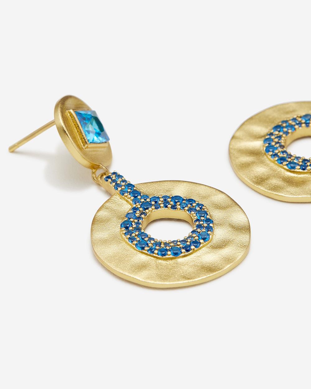 Biżuteria JW PEI Geometrical Openwork Small Round Earrings Women Złote Niebieskie | PL1441FM