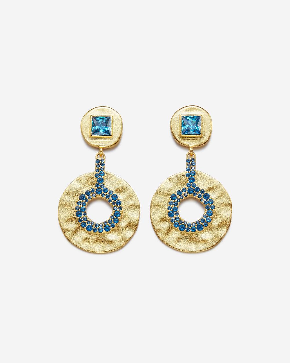 Biżuteria JW PEI Geometrical Openwork Small Round Earrings Women Złote Niebieskie | PL1441FM