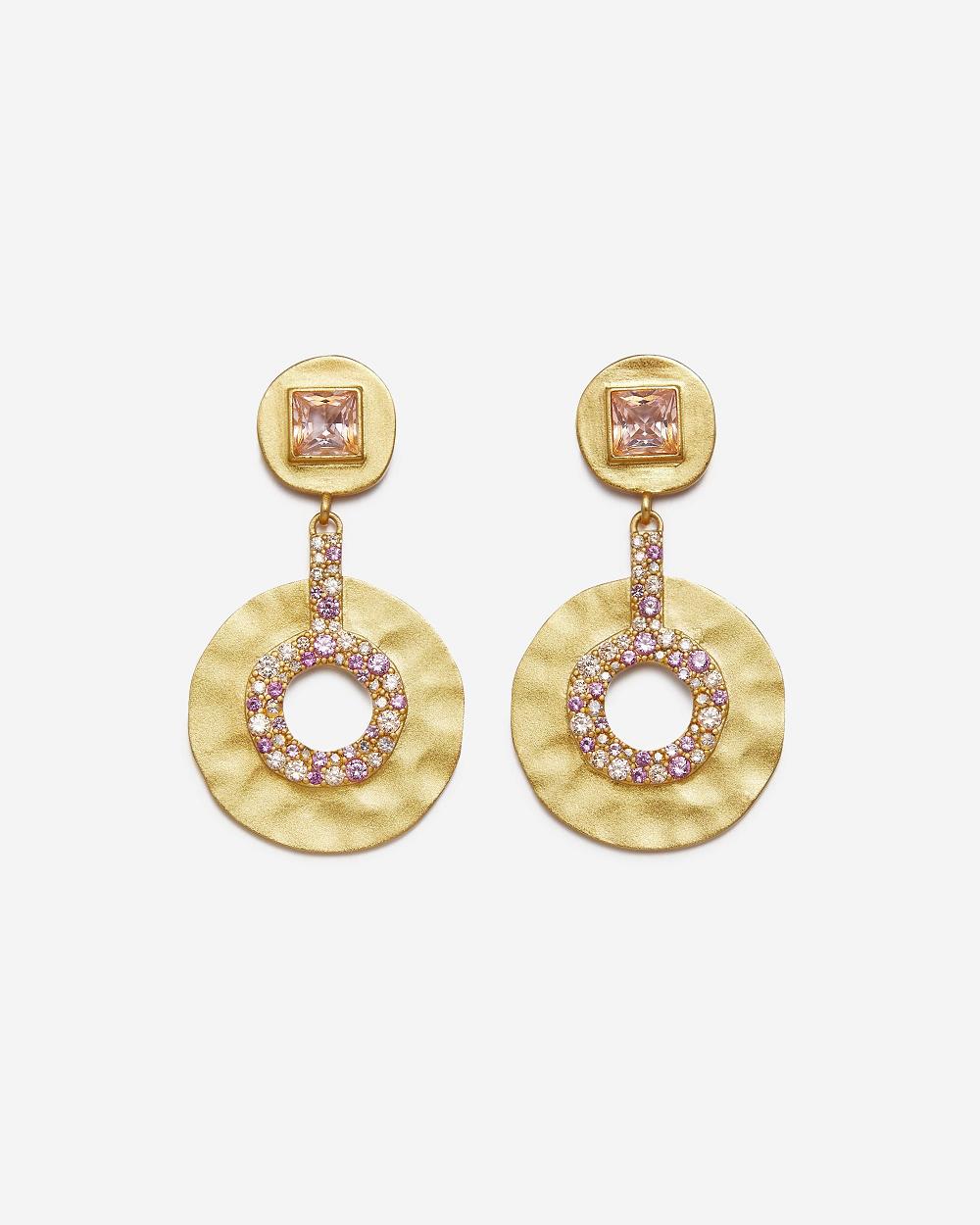 Biżuteria JW PEI Geometrical Openwork Small Round Earrings Women Złote Czerwone | PL1442GL