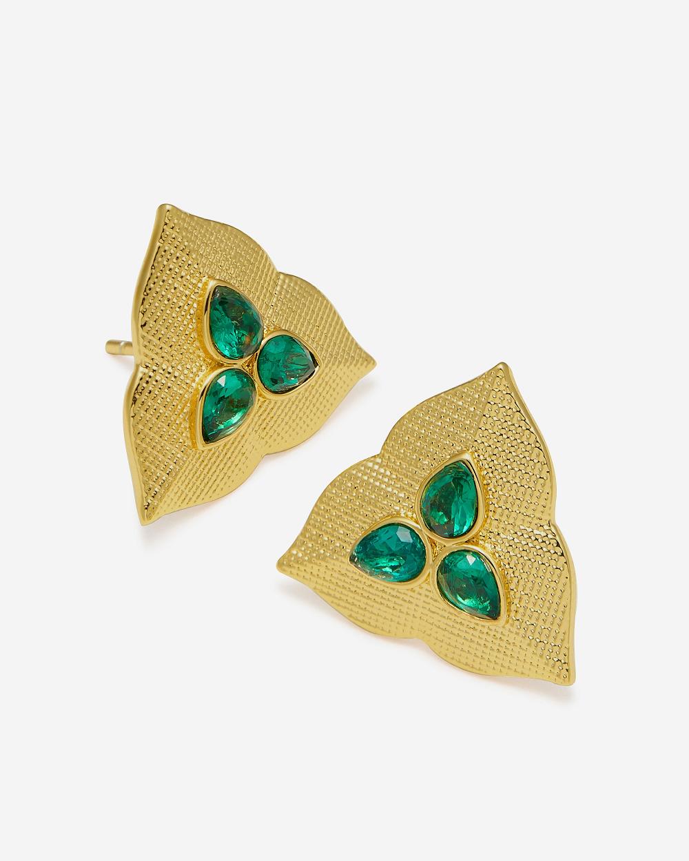 Biżuteria JW PEI Leaf Earrings Women Złote Zielone | PL1450VD