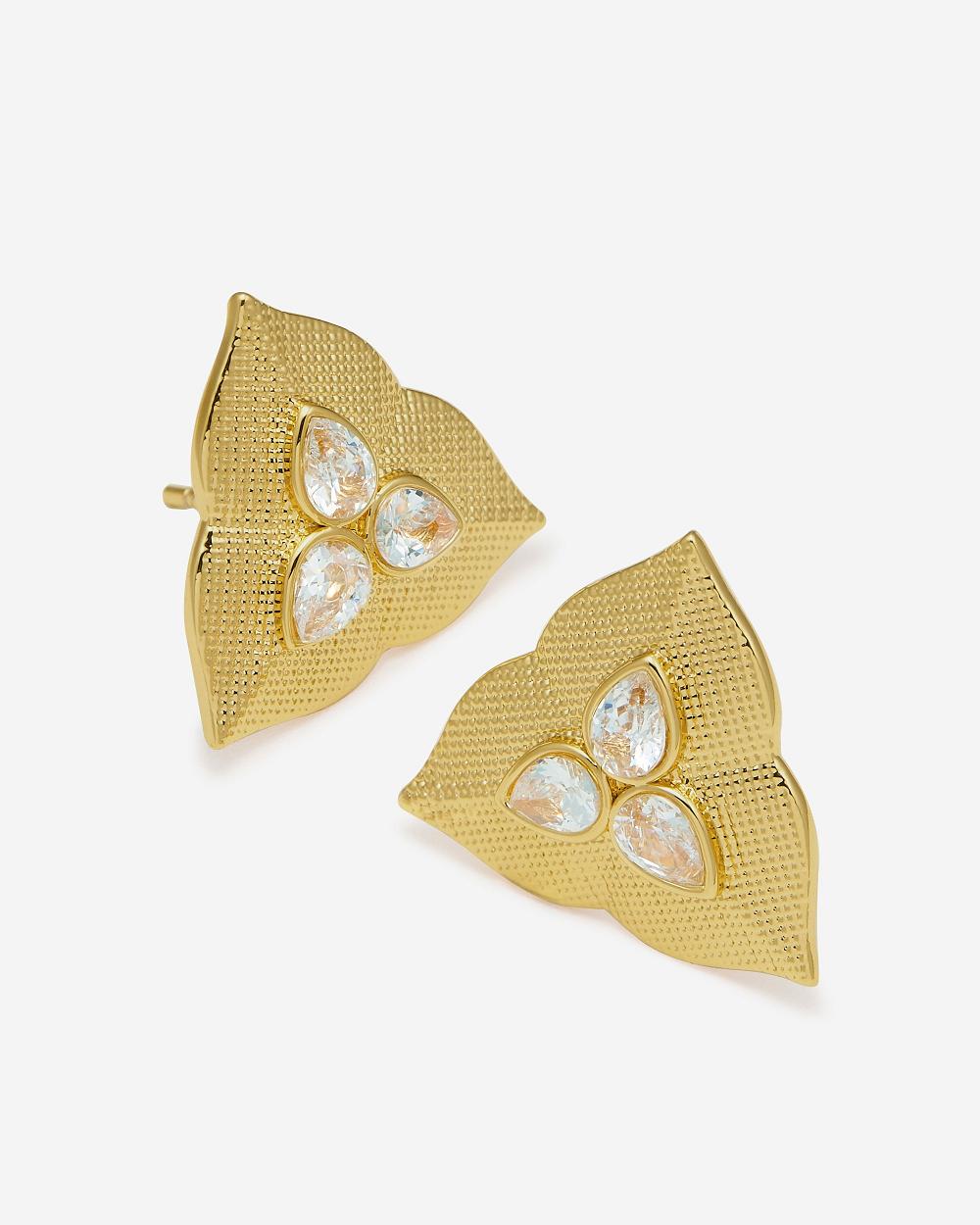Biżuteria JW PEI Leaf Earrings Women Złote Białe | PL1452NB