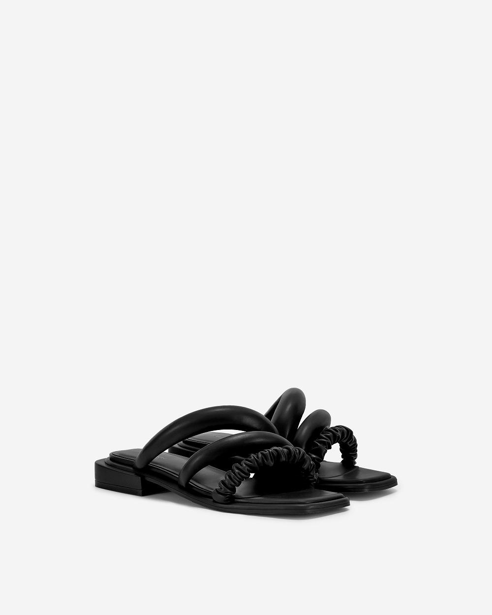 Buty JW PEI Jada Płaskie Mule Women Czarne | PL1477BC