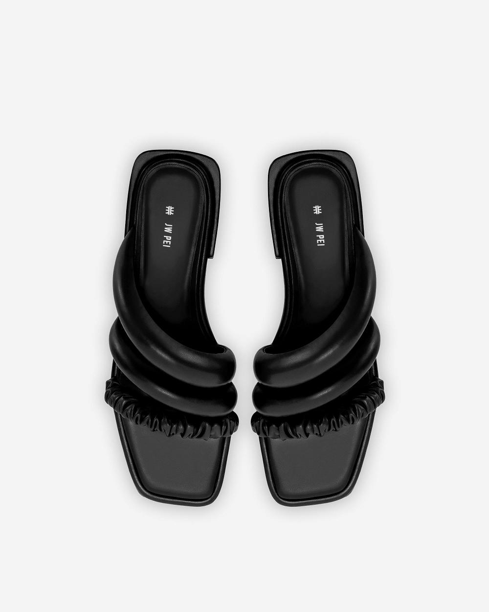 Buty JW PEI Jada Płaskie Mule Women Czarne | PL1477BC