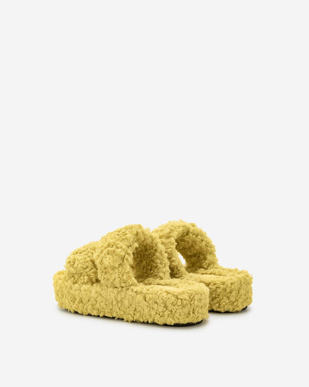Buty JW PEI Lexi Faux Fur Platformie Sandal Women Żółte | PL1486UT