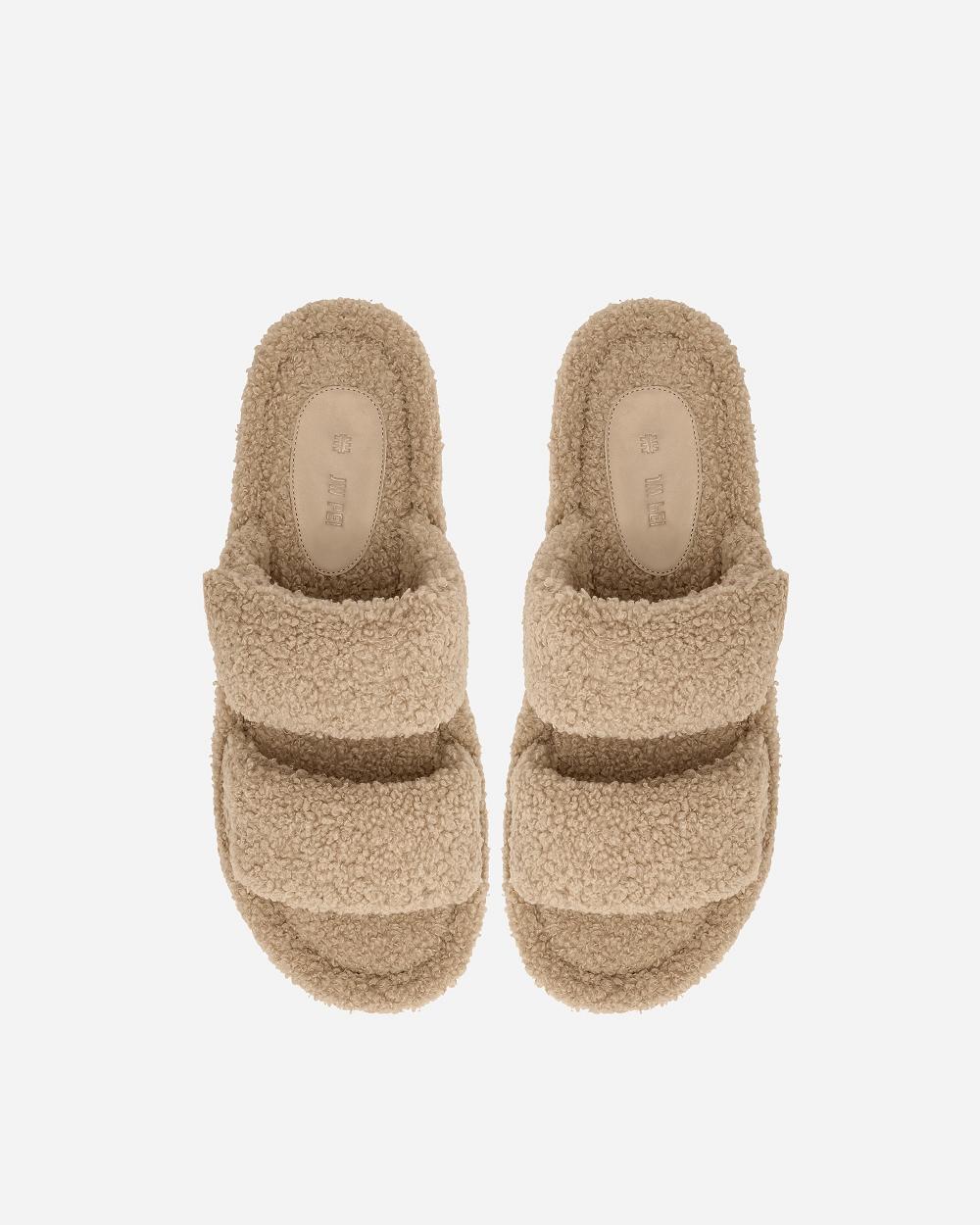 Buty JW PEI Lexi Faux Fur Platformie Sandal Women Beżowe | PL1487IS
