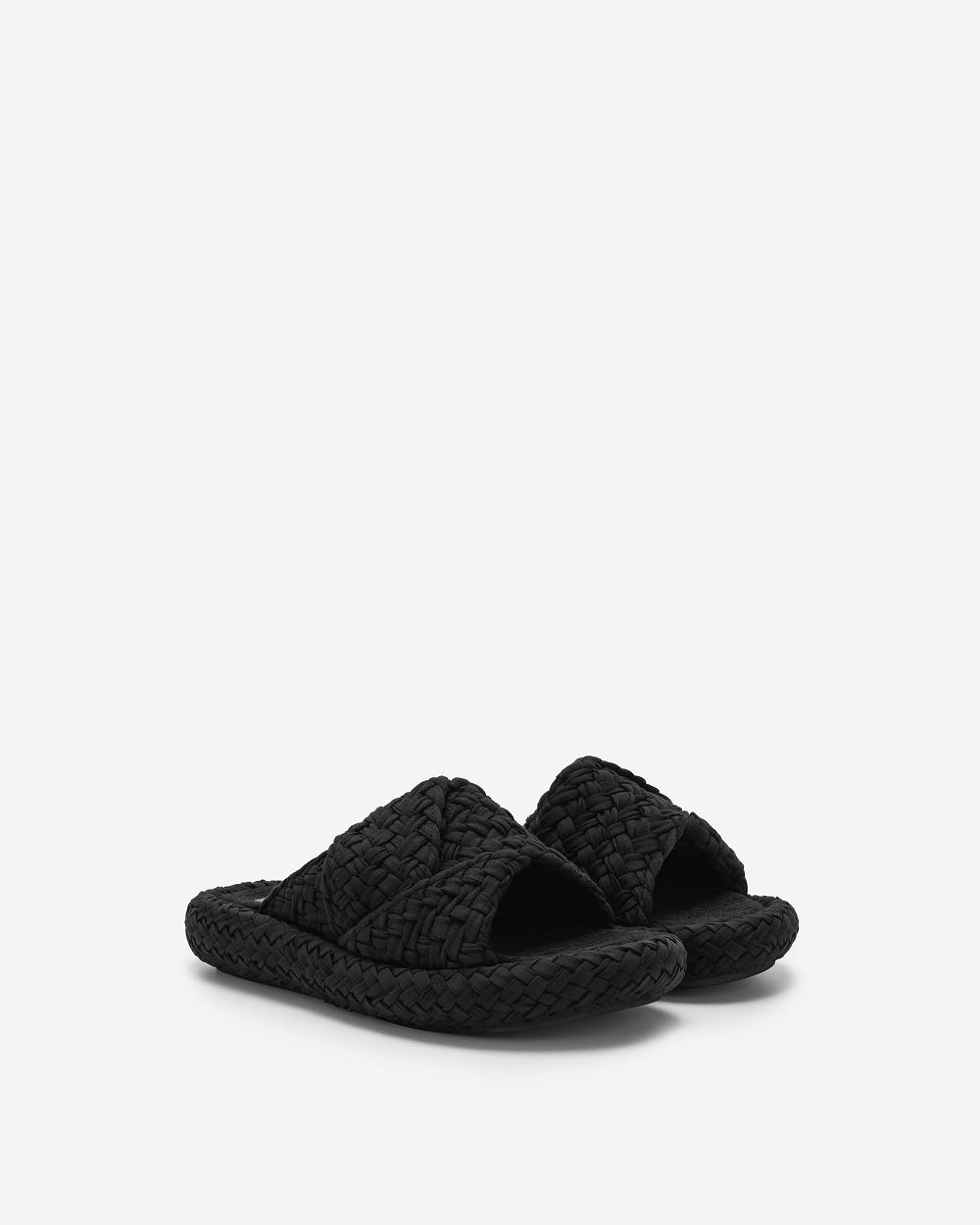 Buty JW PEI Lilah Woven Platformie Sandal Women Czarne | PL1493FM