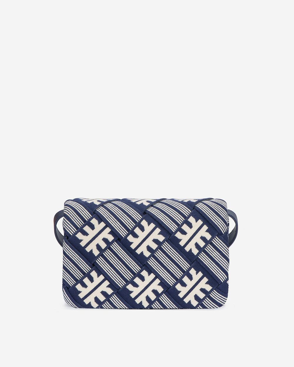 Torba Crossbody JW PEI FEI Maze Jacquard Knit Women Granatowe Białe | PL1022AP