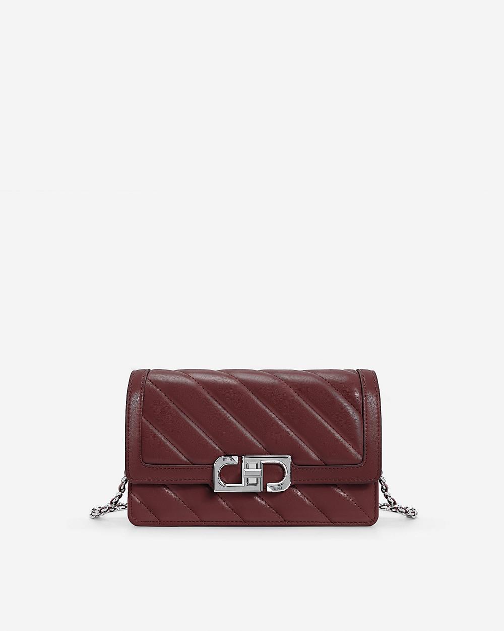 Torba Crossbody JW PEI Lottie Chain Women Bordowe Czerwone | PL1037MA