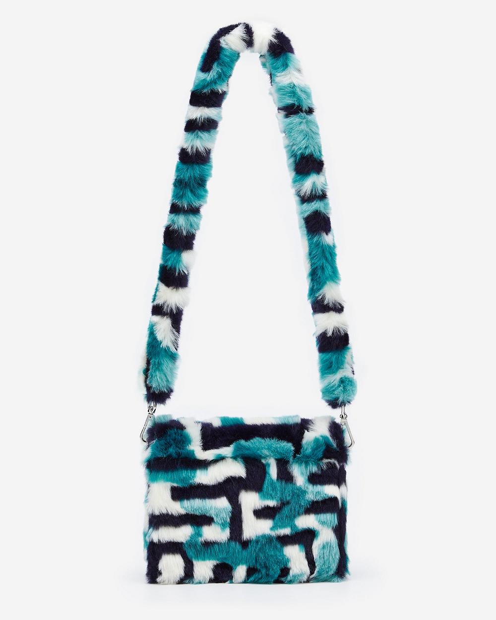 Torba Crossbody JW PEI Mini Flap Faux Fur Fabric Women Białe | PL1055KI