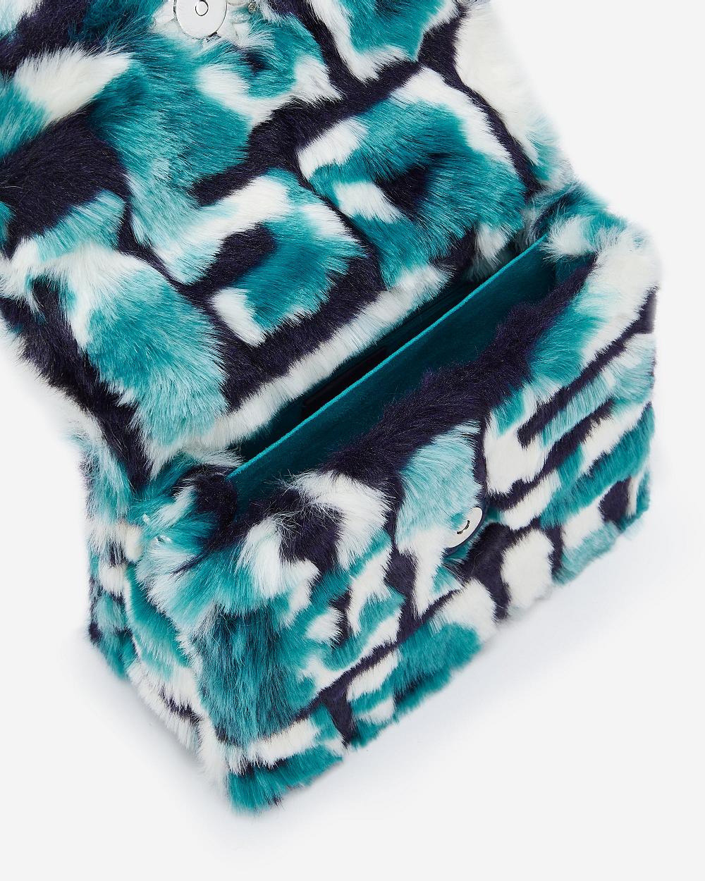 Torba Crossbody JW PEI Mini Flap Faux Fur Fabric Women Białe | PL1055KI