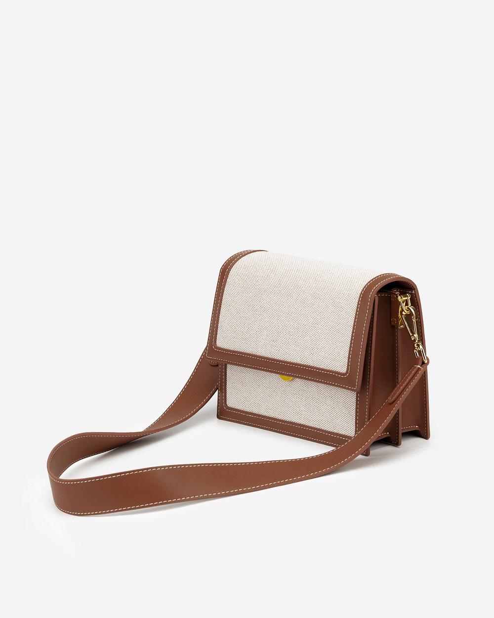 Torba Crossbody JW PEI Mini Flap Women Beżowe | PL1063MA
