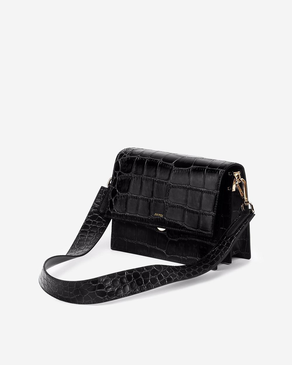 Torba Crossbody JW PEI Mini Flap Women Czarne Szare | PL1067RW