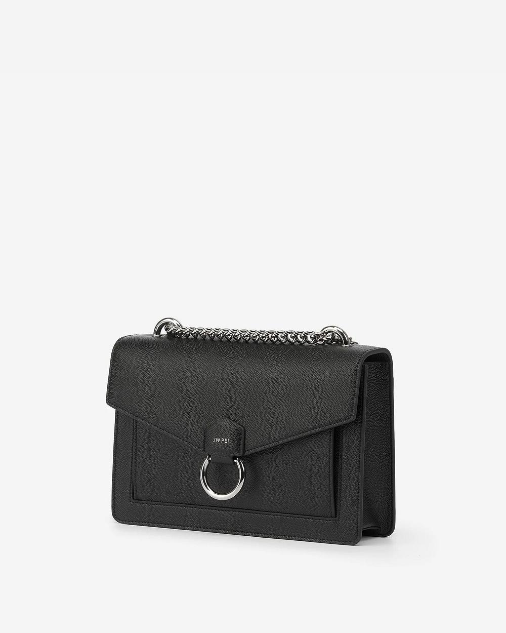 Torba Crossbody JW PEI The Envelope Silver Chain Women Czarne | PL1077FM