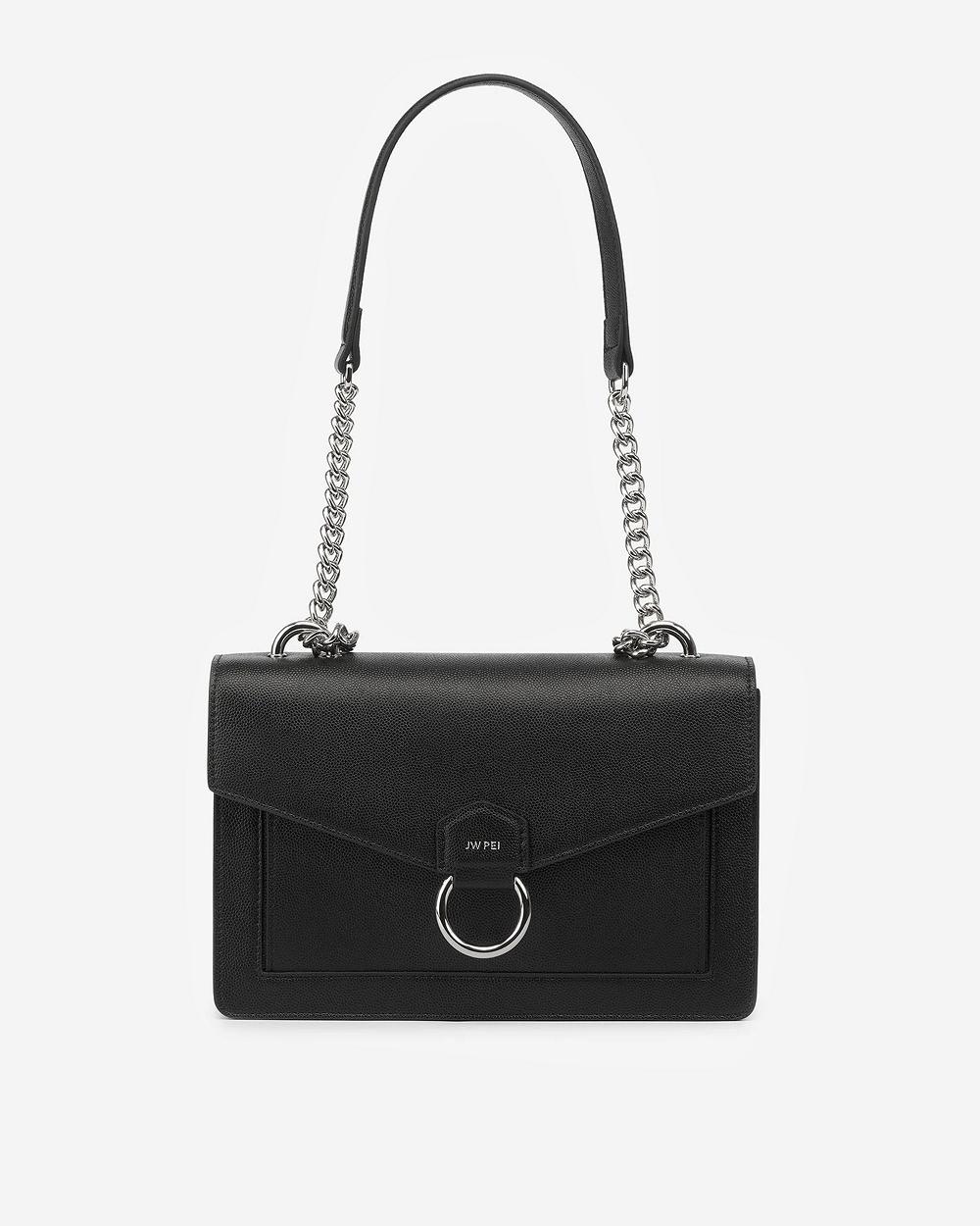 Torba Crossbody JW PEI The Envelope Silver Chain Women Czarne | PL1077FM