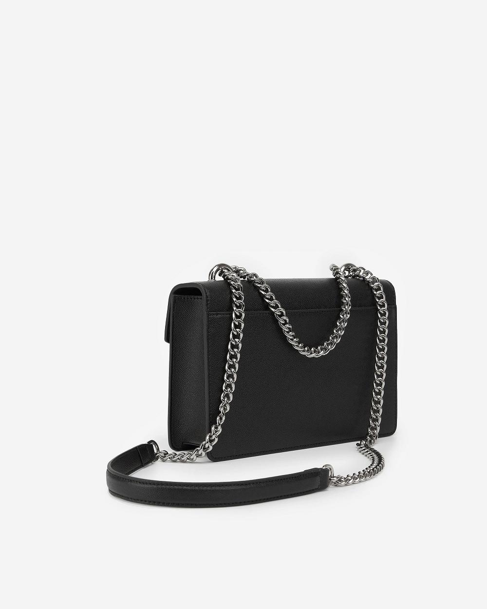 Torba Crossbody JW PEI The Envelope Silver Chain Women Czarne | PL1077FM