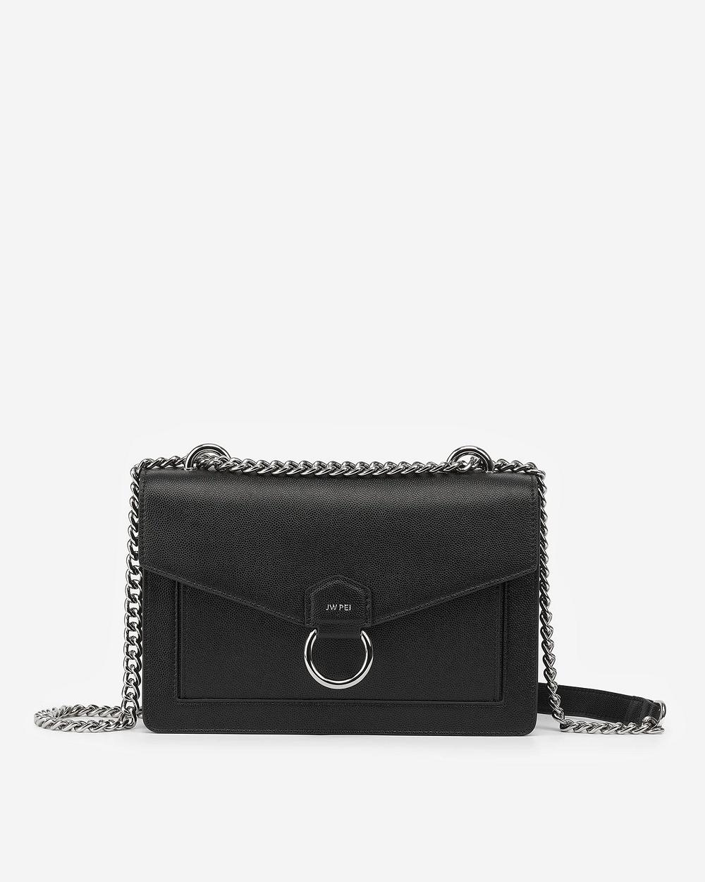 Torba Crossbody JW PEI The Envelope Silver Chain Women Czarne | PL1077FM