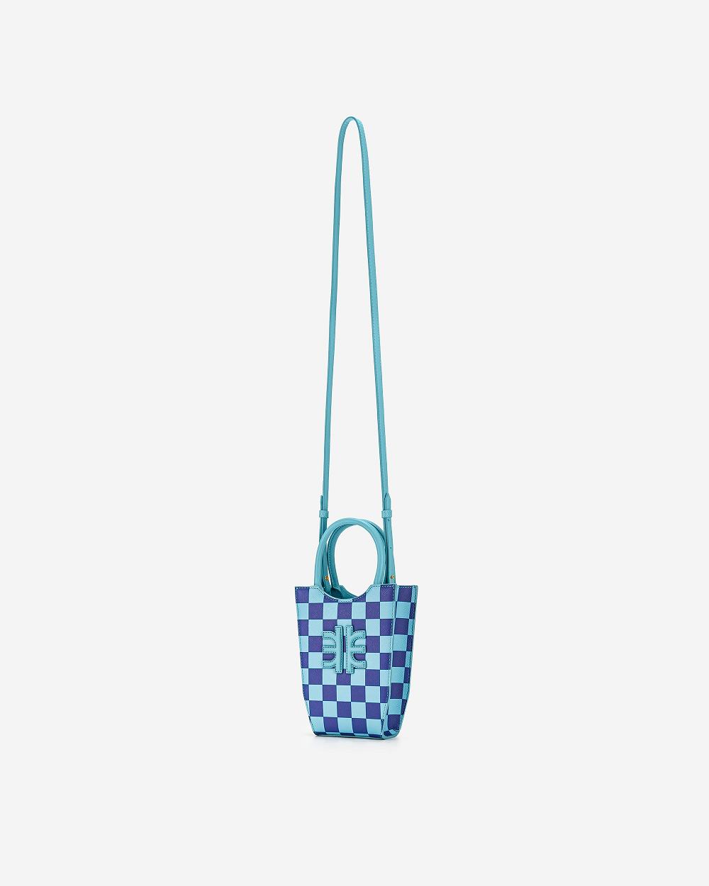 Torba Na Telefon JW PEI FEI Checkerboard Women Niebieskie Granatowe | PL1166NB