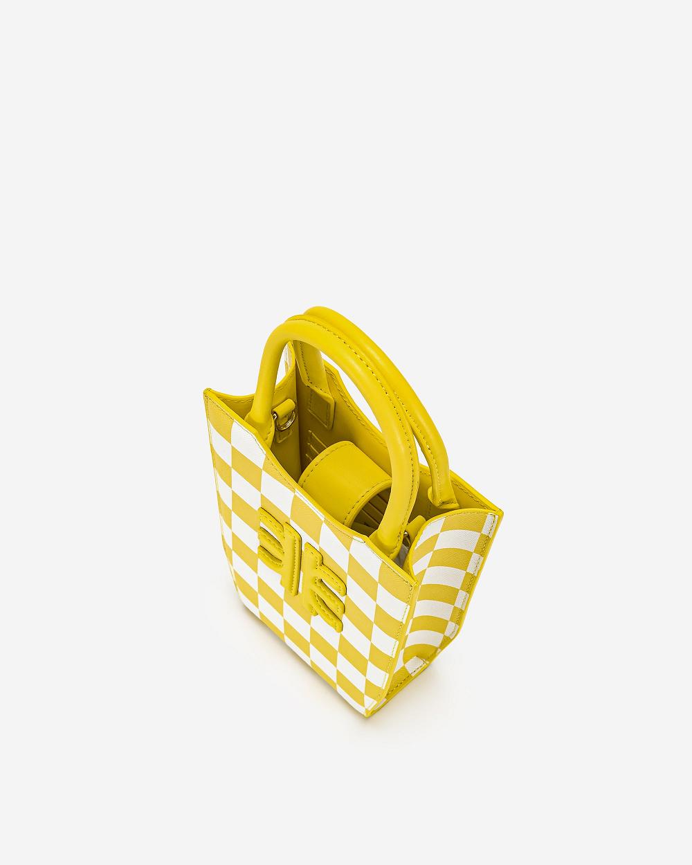 Torba Na Telefon JW PEI FEI Checkerboard Women Żółte Białe | PL1167MA
