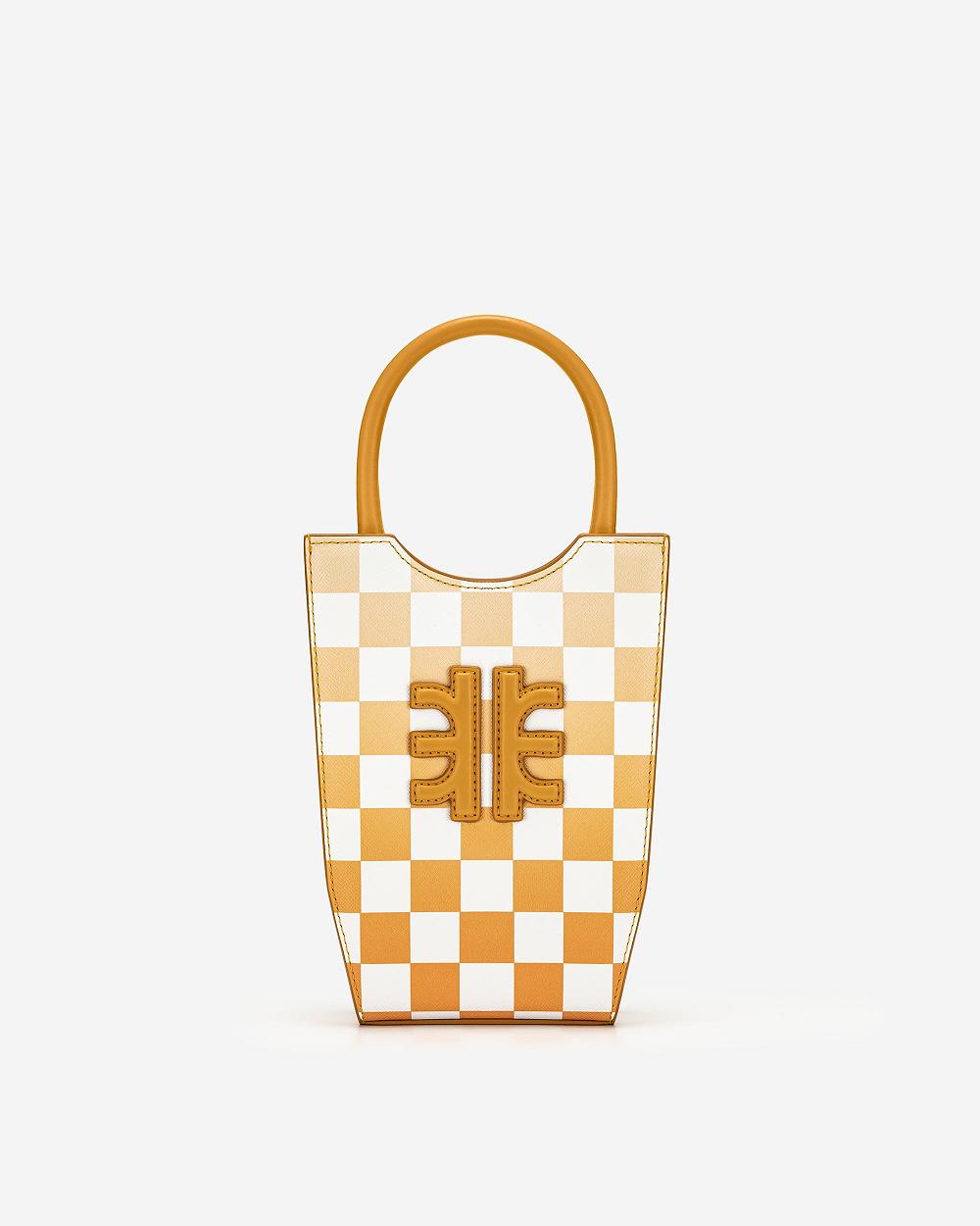 Torba Na Telefon JW PEI FEI Gradient Checkerboard Women Pomarańczowe | PL1176OR