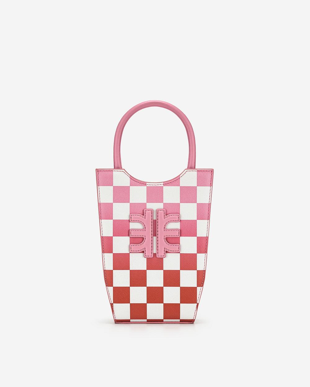 Torba Na Telefon JW PEI FEI Gradient Checkerboard Women Różowe Czerwone | PL1177PQ