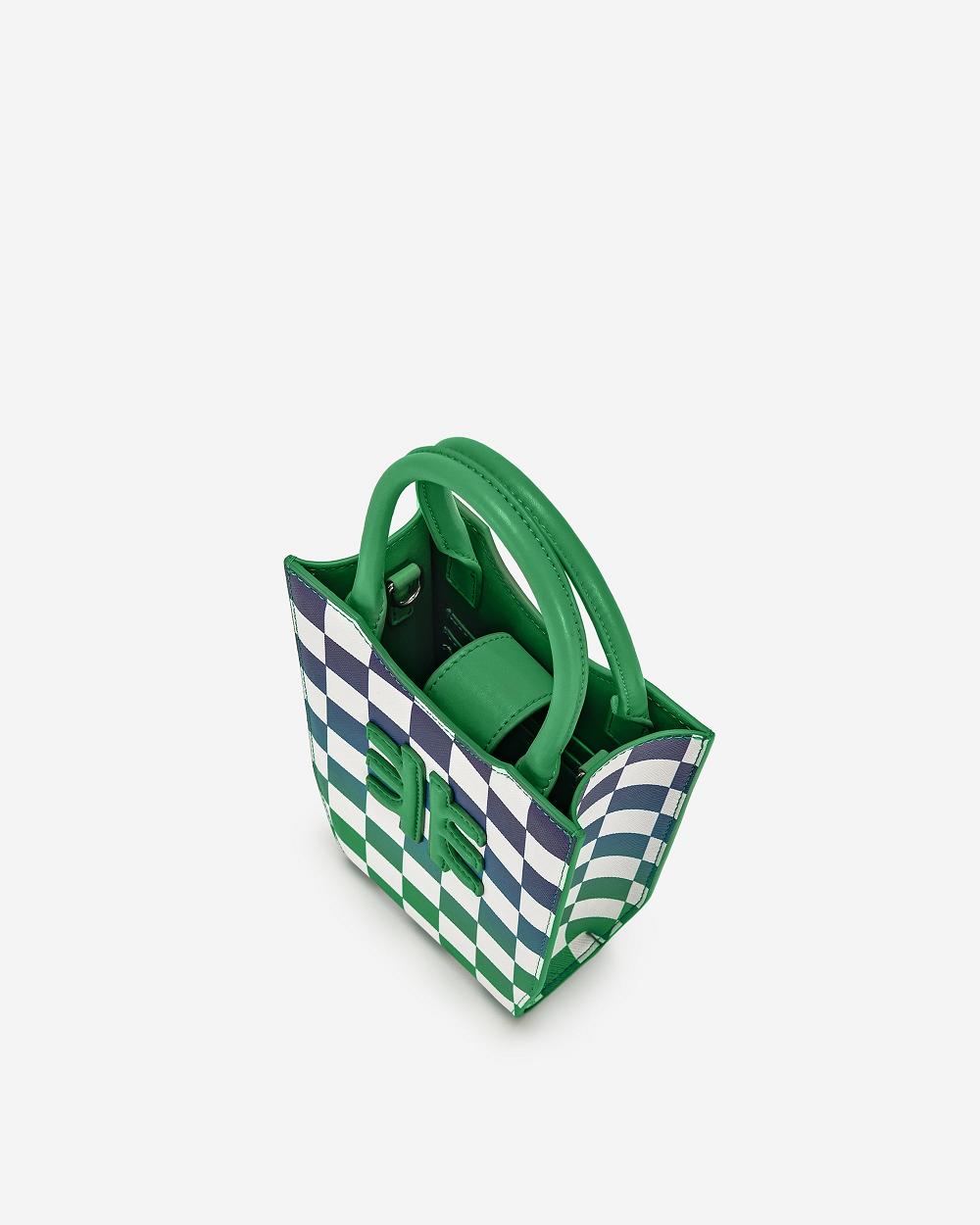 Torba Na Telefon JW PEI FEI Gradient Checkerboard Women Zielone Niebieskie | PL1179SO