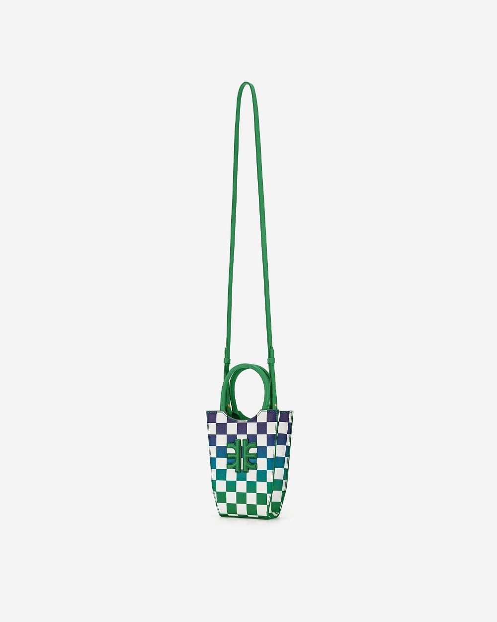Torba Na Telefon JW PEI FEI Gradient Checkerboard Women Zielone Niebieskie | PL1179SO