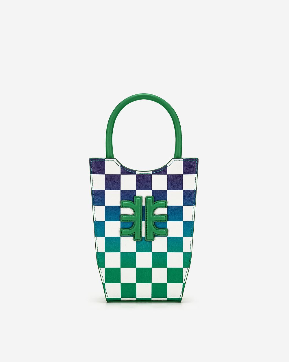 Torba Na Telefon JW PEI FEI Gradient Checkerboard Women Zielone Niebieskie | PL1179SO