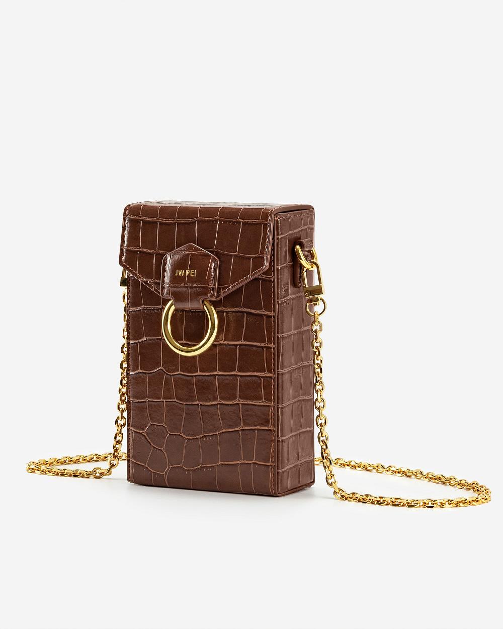 Torba Na Telefon JW PEI Lola Chain Women Brązowe | PL1202OR