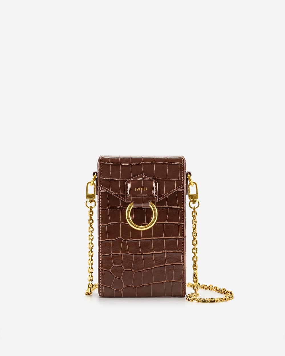 Torba Na Telefon JW PEI Lola Chain Women Brązowe | PL1202OR