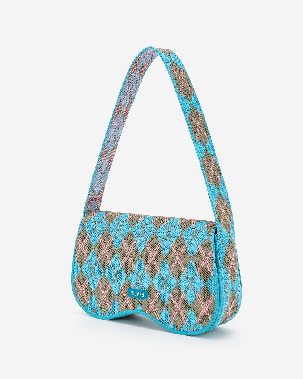 Torby Przez Ramię JW PEI Becci Trykotowy Women Niebieskie Szare | PL1223RW