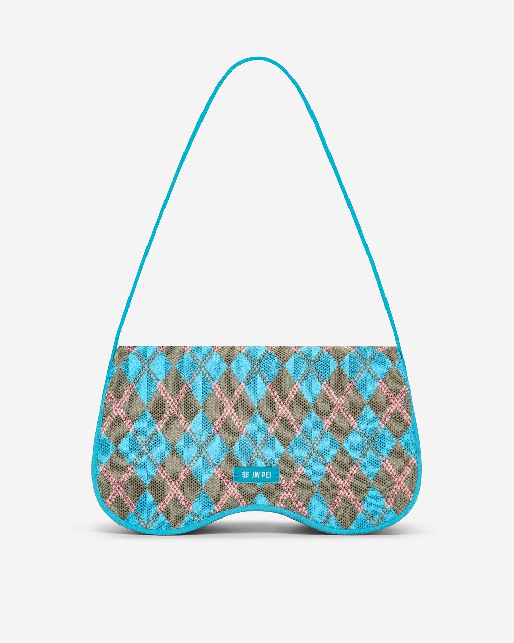 Torby Przez Ramię JW PEI Becci Trykotowy Women Niebieskie Szare | PL1223RW